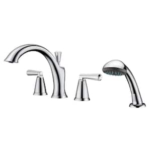 Z 2-Handle Deck-Mount Roman Tub Faucet with Hand Shower in Polished Chrome