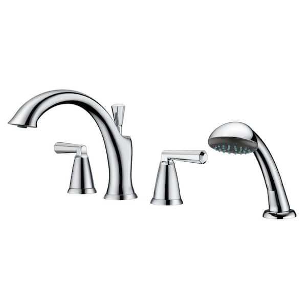 Ultra Faucets Z 2-Handle Deck-Mount Roman Tub Faucet with Hand Shower in Polished Chrome