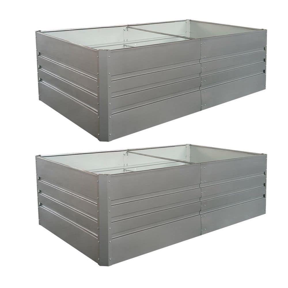 6 x 3 x 2 ft. Gray Rust-Proof Metal Rectangular Outdoor Garden Bed Planter 