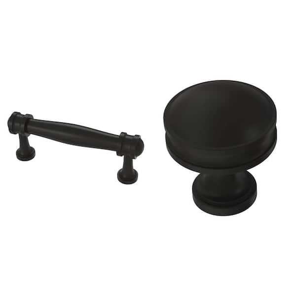 Charmaine 3 in. Matte Black Cabinet Pull and 1-1/8 in. Matte Black Knob Combo