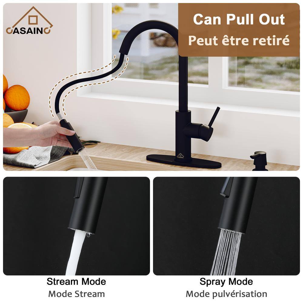 Matte Black Stainless Steel Pull Down Sprayer Kitchen Faucet
