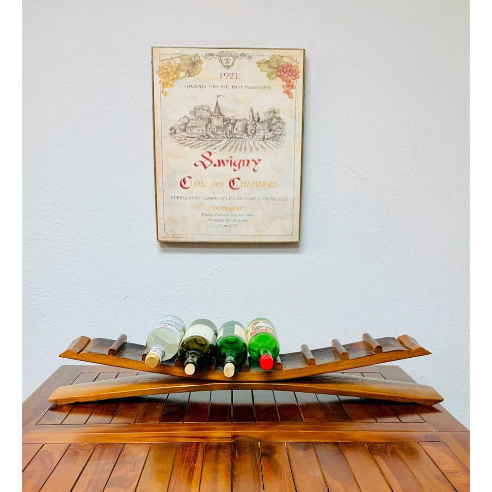 10-Bottle Brown Oak Arched Tabletop Wine Rack