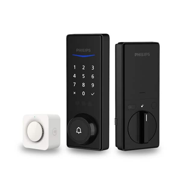 Wi-Fi Smart Deadbolt with Palm Recognition and Door Handleset - Satin Nickel