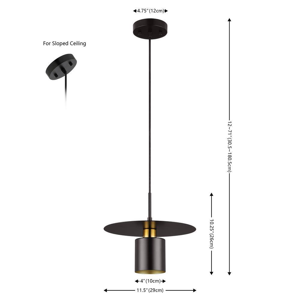 Contemporary 71'' Black and Brass Metal Pendant Light