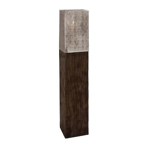 Brown Wood Contemporary Candle Hurricane Lamp