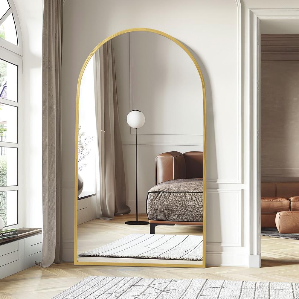 39 in. W. x 67 in. H Full Length Arched Free Standing Body Mirror, Metal Fr