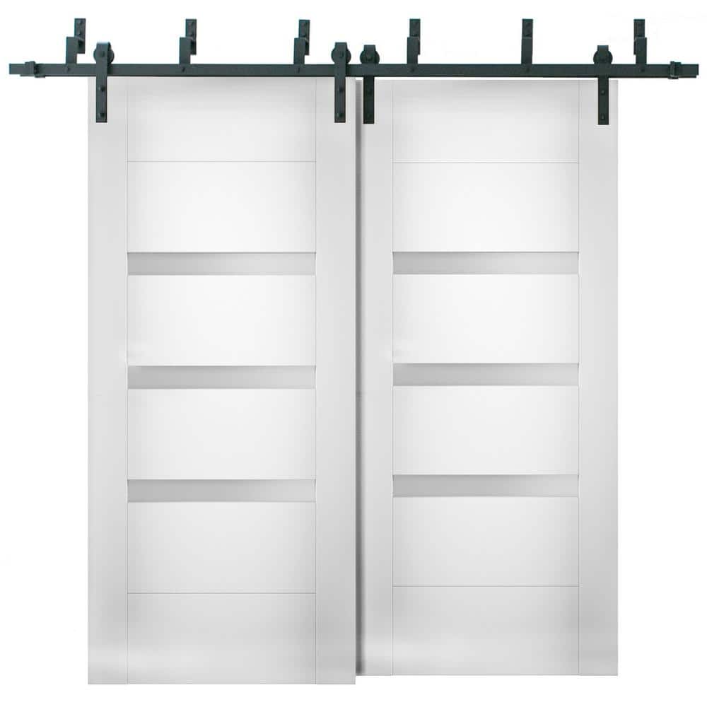 72 in. x 96 in. Single Panel White Solid MDF Sliding Doors with Bypass Barn Hardware price history on PriceWatchPro