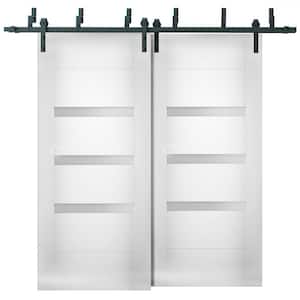 84 in. x 96 in. Single Panel White Solid MDF Sliding Doors with Bypass Barn Hardware