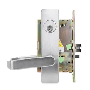 DXML Series Brushed Chrome Grade 1 Storeroom Mortise Lock Door Handle with Escutcheon Left-Handed Lever