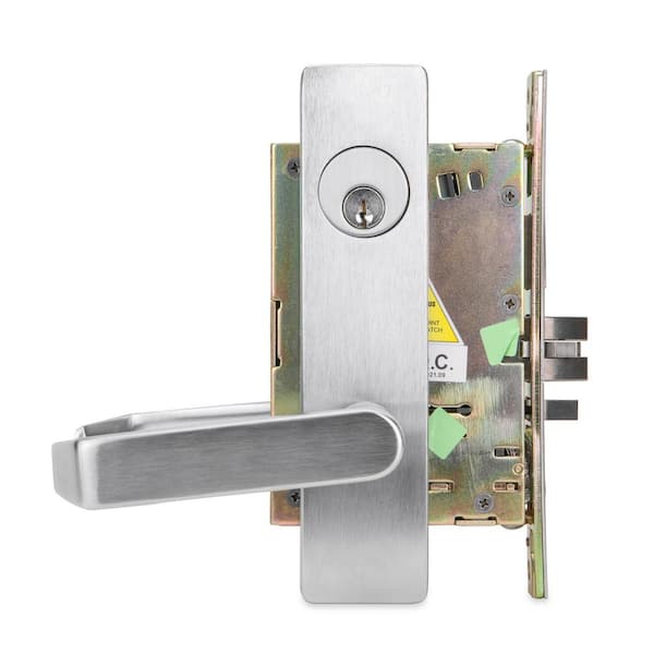 Taco DXML Series Brushed Chrome Grade 1 Storeroom Mortise Lock Door Handle with Escutcheon Left-Handed Lever