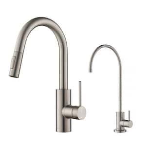 Oletto 1-Handle Pull-Down Kitchen Faucet and Purita Water Filtration Faucet Faucet in Spot Free Stainless Steel