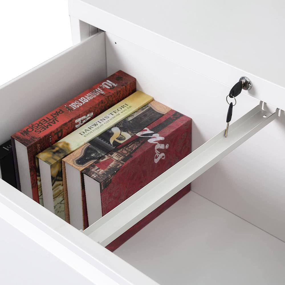 AOBABO White 4-Drawer Lockable Lateral Metal File Cabinet
