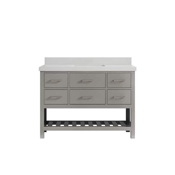 Willow Collections Parker 48 in. W x 22 in. D x 36 in. H Bath Vanity in Elephant Gray with 2 in. Carrara Quartz Top