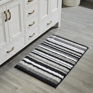Griffie Collection 24 in. x 36 in. Gray Polyester Rectangle Bath Rug