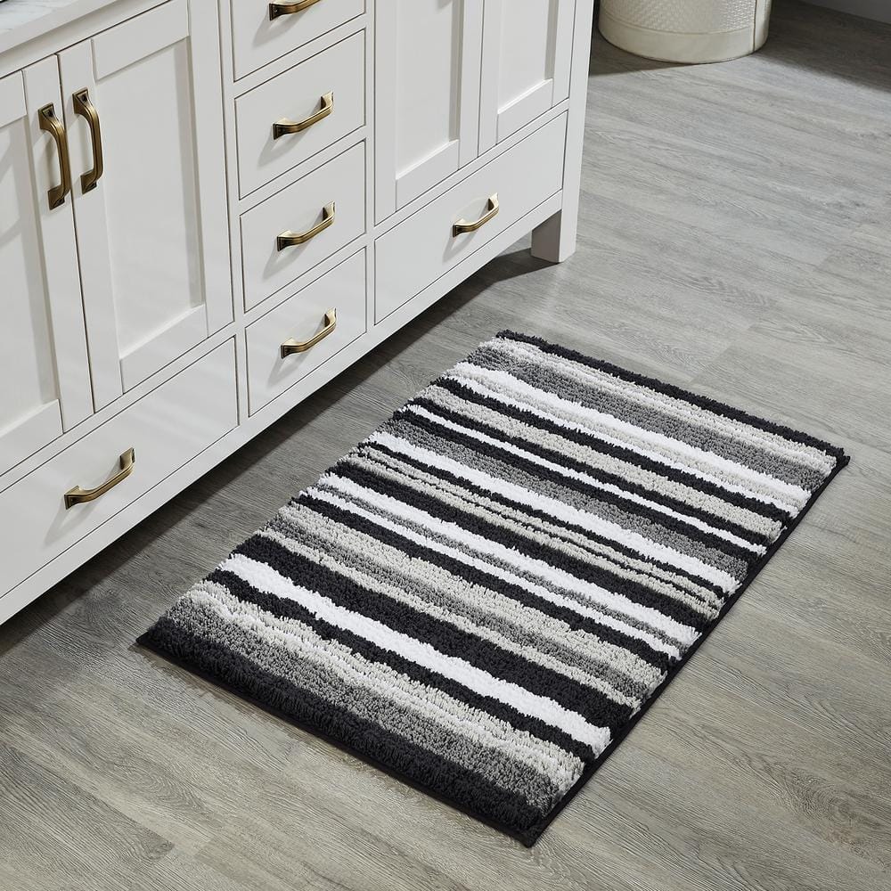 Griffie Luxe Soft Touch Graphite Polyester 24"x36" Bath Rug
