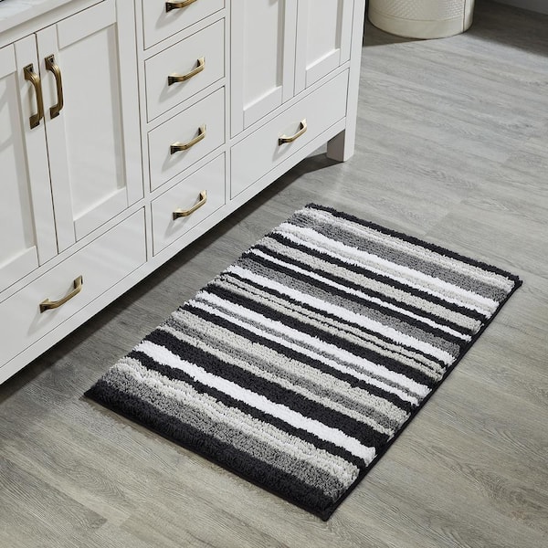 Better Trends Griffie Collection 24 in. x 36 in. Gray Polyester Rectangle Bath Rug