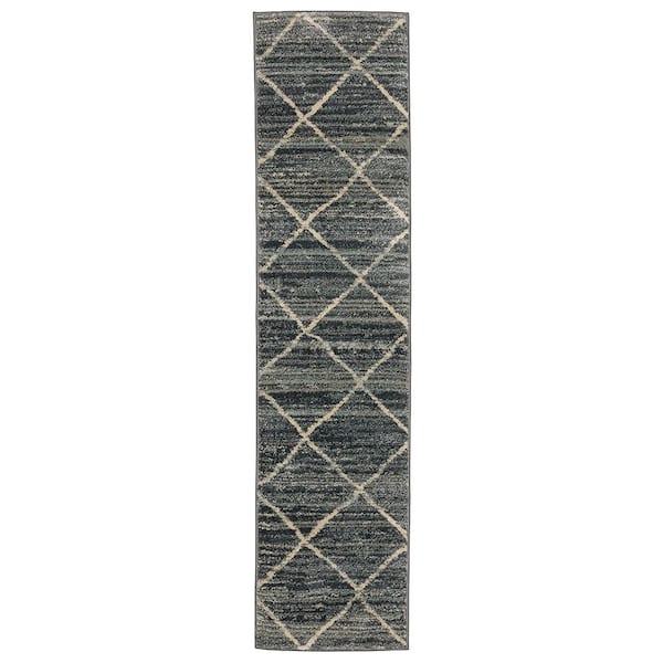 Home Decorators Collection Luciana Blue 2 ft. x 8 ft. Geometric Runner Rug
