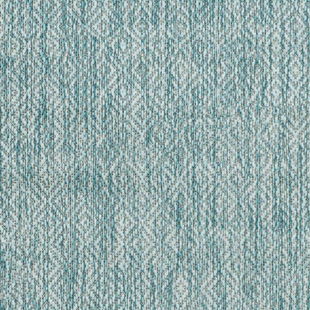 Aqua Rectangular Synthetic Flat Woven Reversible Rug, 60" x 31"
