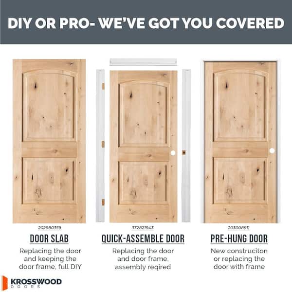 Krosswood Doors 30 in. x 80 in. Rustic Knotty Alder 2 Panel Arch