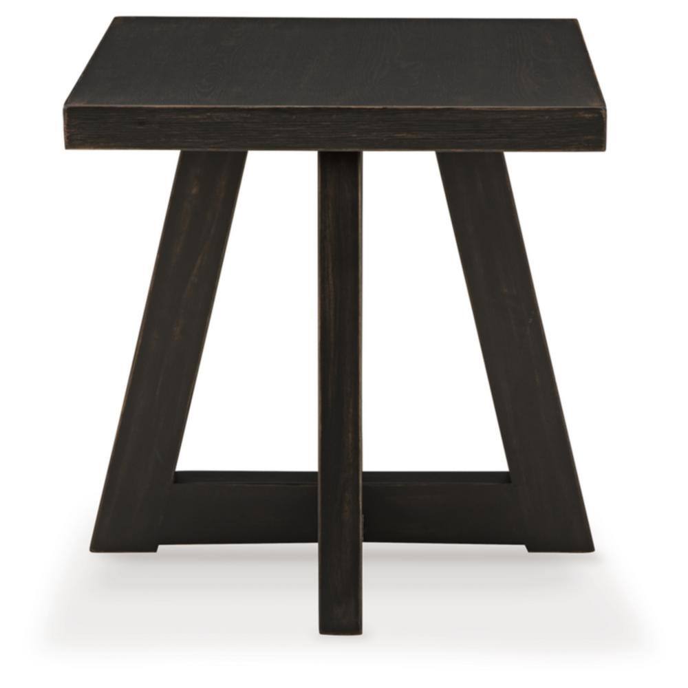 Black Square Contemporary Wood End Table
