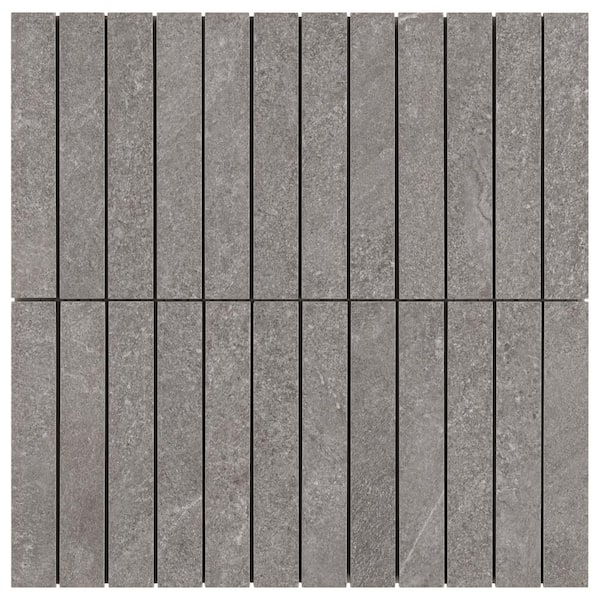Ivy Hill Tile Monolith Slate Gray 3.93 in. x 0.35 in. Stacked Matte Porcelain Mosaic Floor and Wall Tile Sample