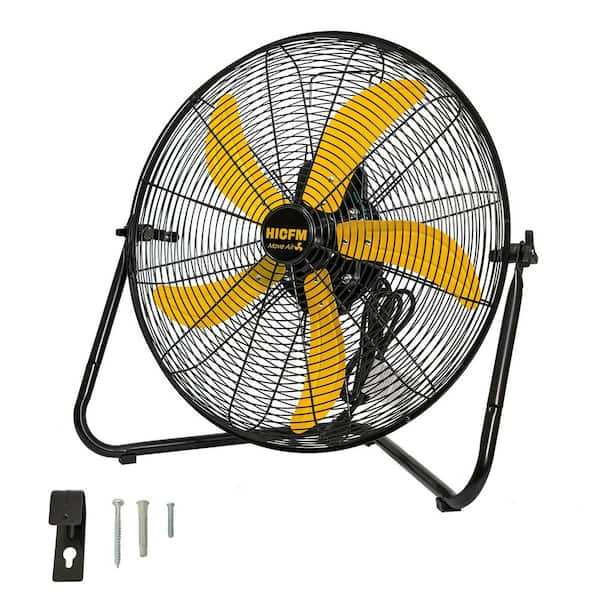 20 in. 3 Speed 5300 CFM High Velocity Heavy-Duty Drum Fan in Black with Copper Wire, Handle, 360° Tilt for Warehouse