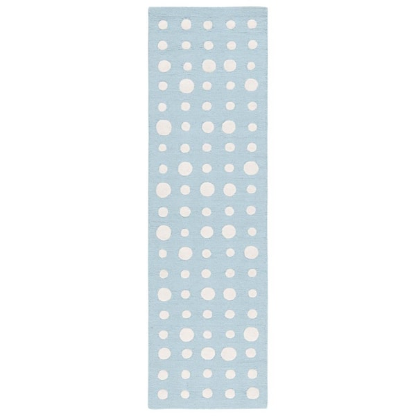 Kids 2 ft. x 8 ft. Blue/Ivory Abstract Polka-Dot Runner Rug