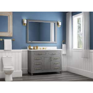 Grovehurst 48 in. W x 20 in. D x 35 in. H Single Sink Freestanding Bath Vanity in Gray with White Engineered Stone Top