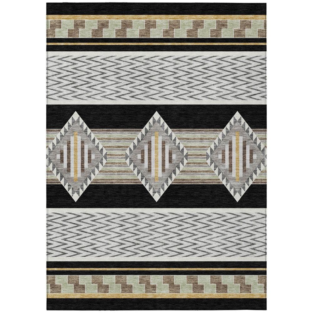 Chantille Machine Washable Indoor/Outdoor Abstract ACN2994 Black 3 ft. x 5 ft. Area Rug price history on PriceWatchPro