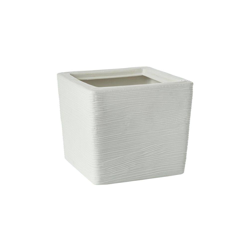 Pearl White Square Resin Indoor/Outdoor Planter, 14"