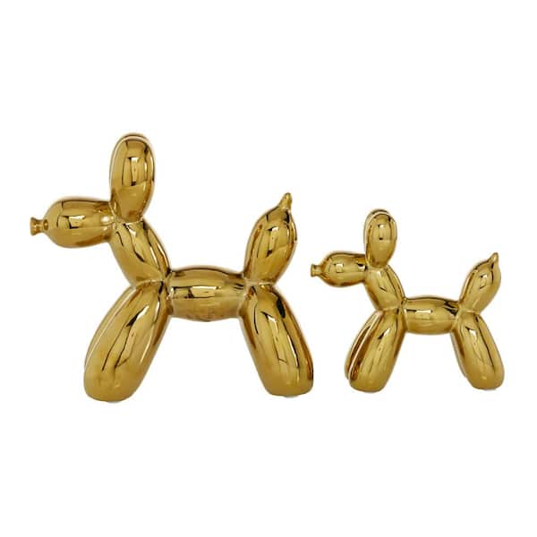 Gold Ceramic Balloon Dog Sculpture (Set of 2)