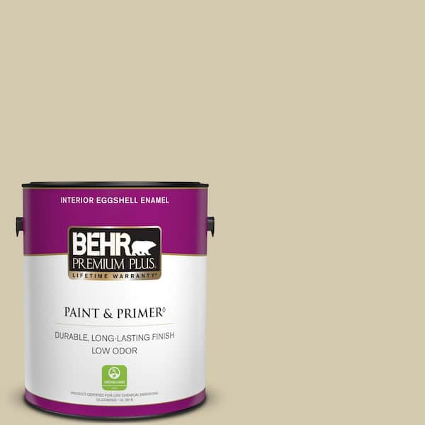 BEHR PREMIUM PLUS 1 gal. #770C-3 Sand Fossil Eggshell Enamel Low Odor Interior Paint & Primer