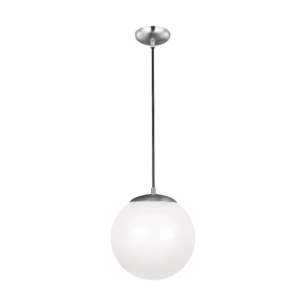 Generation Lighting Hanging Globe 1-Light Satin Aluminum Pendant
