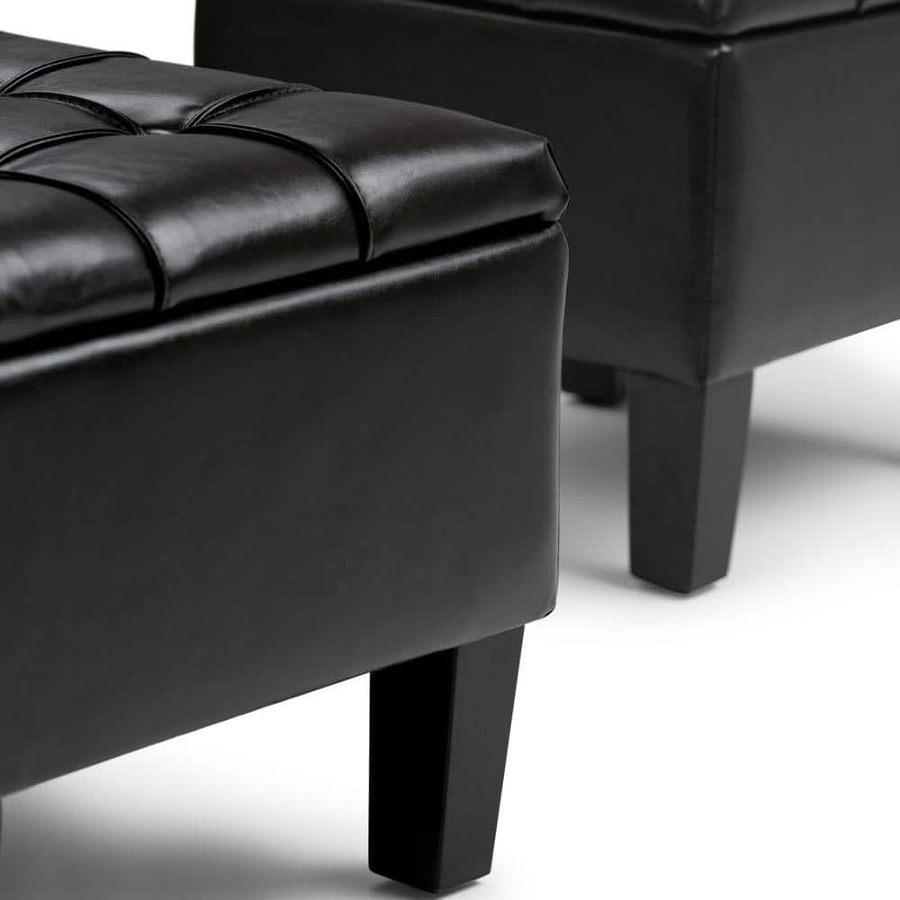 Tanners Brown Tufted Faux Leather Multipurpose Ottoman Set