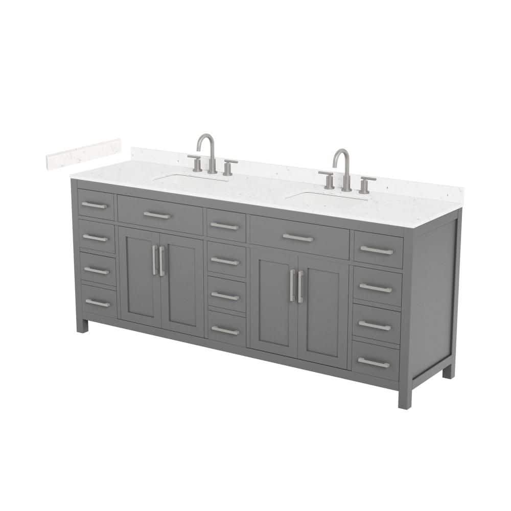 Beckett 84 in. Double Freestanding Dark Gray Bath Vanity with Top price history on PriceWatchPro