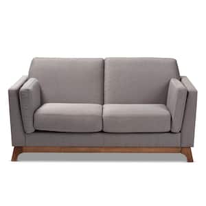 Sava 60 in. Gray Polyester 2-Seater Loveseat with Square Arms