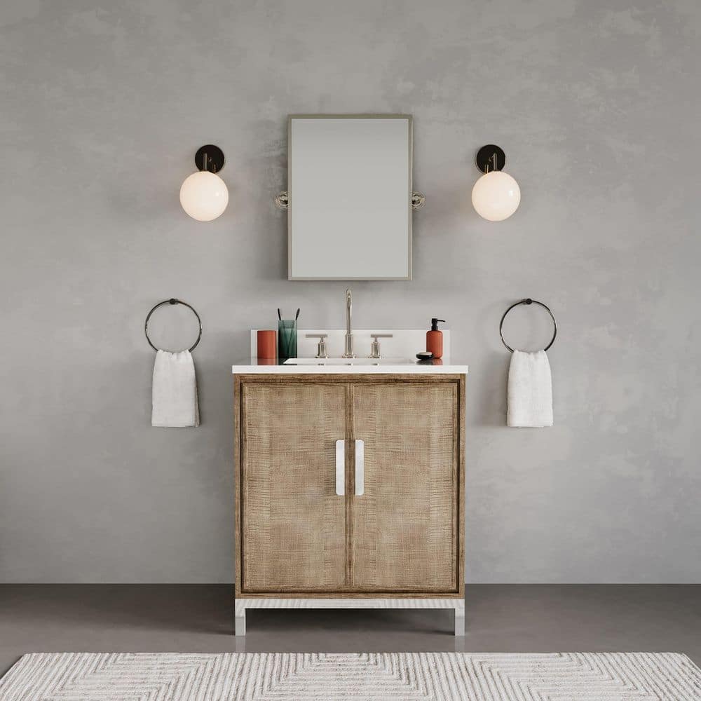 Westin 30 in. W x 22 in. D x 34.4 in. H Single Sink Bath Vanity in Lustrous Walnut with White Brook Quartz Top price history on PriceWatchPro