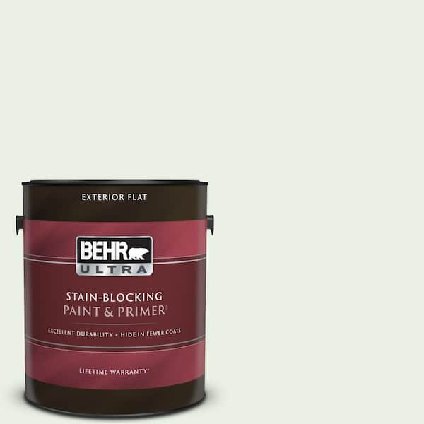 BEHR ULTRA 1 gal. #440C-1 Cool White Flat Exterior Paint & Primer