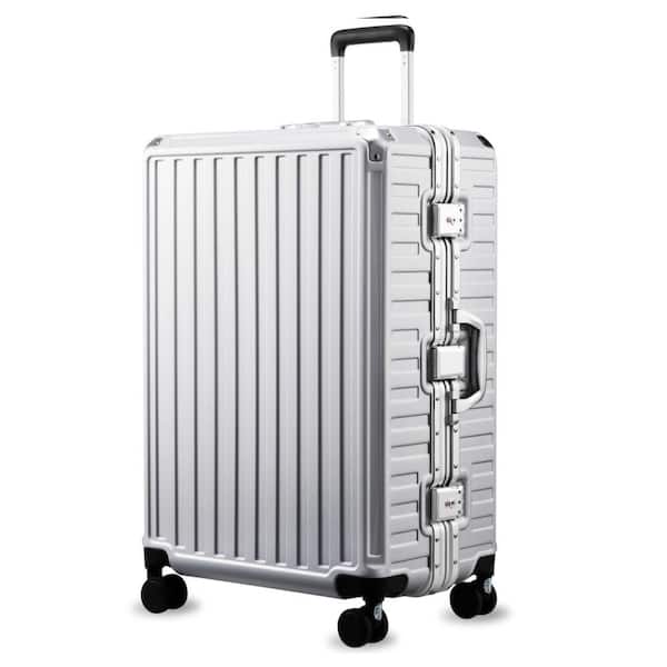 29.5 in. Gray Large Luggage, ABS Hard Shell, TSA Zipperless Latches, Spring Wheels, Aluminum Frame, Travel Suitcase