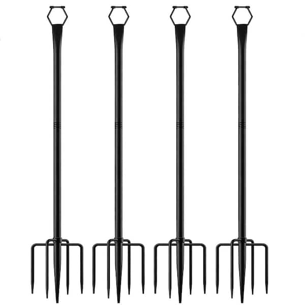 120 in. Black String Light Poles for Outdoor Lights, Adjustable Metal Stand Pole (4-Pack)