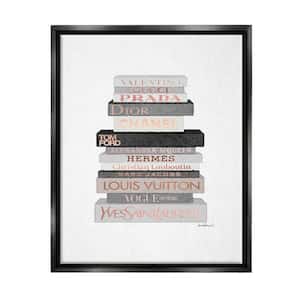 Neutral Grey and Rose Gold Fashion Bookstack by Amanda Greenwood Floater Frame Culture Wall Art Print 17 in. x 21 in.