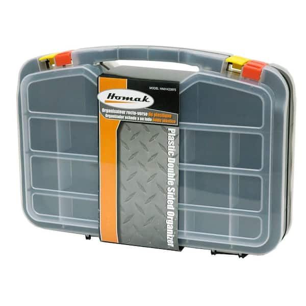 Homak 12-Compartment Double Sided Small Parts Organizer in Black