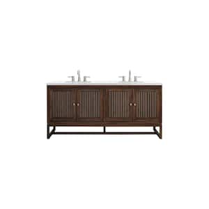 Athens 72.0 in. W x 23.5 in. D x 34.5 in. H Bathroom Vanity in Mid Century Acacia with White Zeus Quartz Top