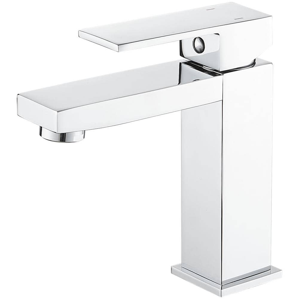 HOMEMYSTIQUE Single Handle Single Hole Bathroom Faucet in Polished ...