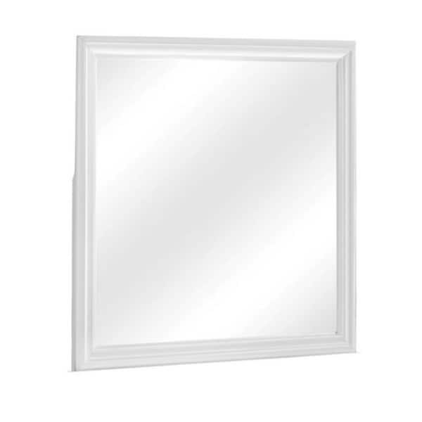 Benjara 1 in. x 38 in. Square Wooden Frame White and Silver Dresser Mirror