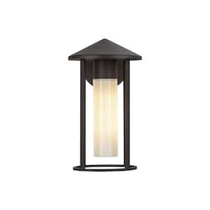 Tenko 12-in 1-Light 60-Watt Bronze/Glossy Opal Glass Exterior Wall Sconce