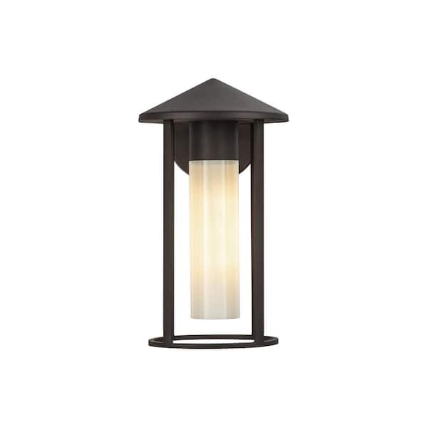 ALORA MOOD Tenko 12-in 1-Light 60-Watt Bronze/Glossy Opal Glass Exterior Wall Sconce