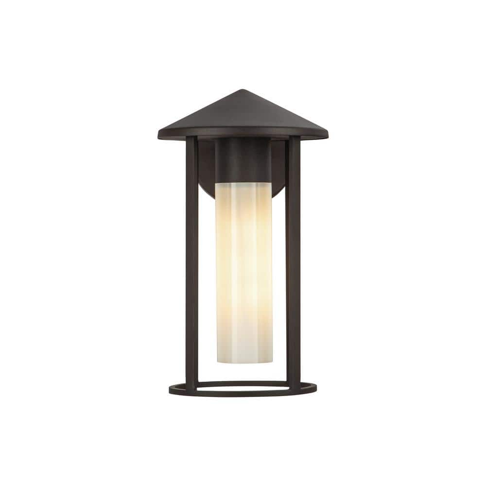 Tenko 12-in 1-Light 60-Watt Bronze/Glossy Opal Glass Exterior Wall Sconce price history on PriceWatchPro