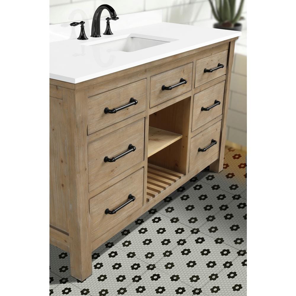 Lauren 55'' Weathered Fir Single Bathroom Vanity with White Stone Top