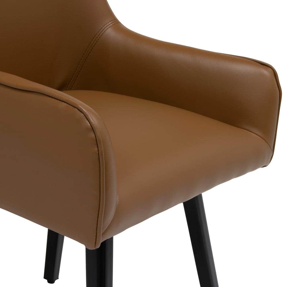 Caramel Brown Swivel Arm Chair with Metal Legs